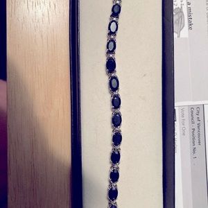 Sterling with sapphire with diamonds